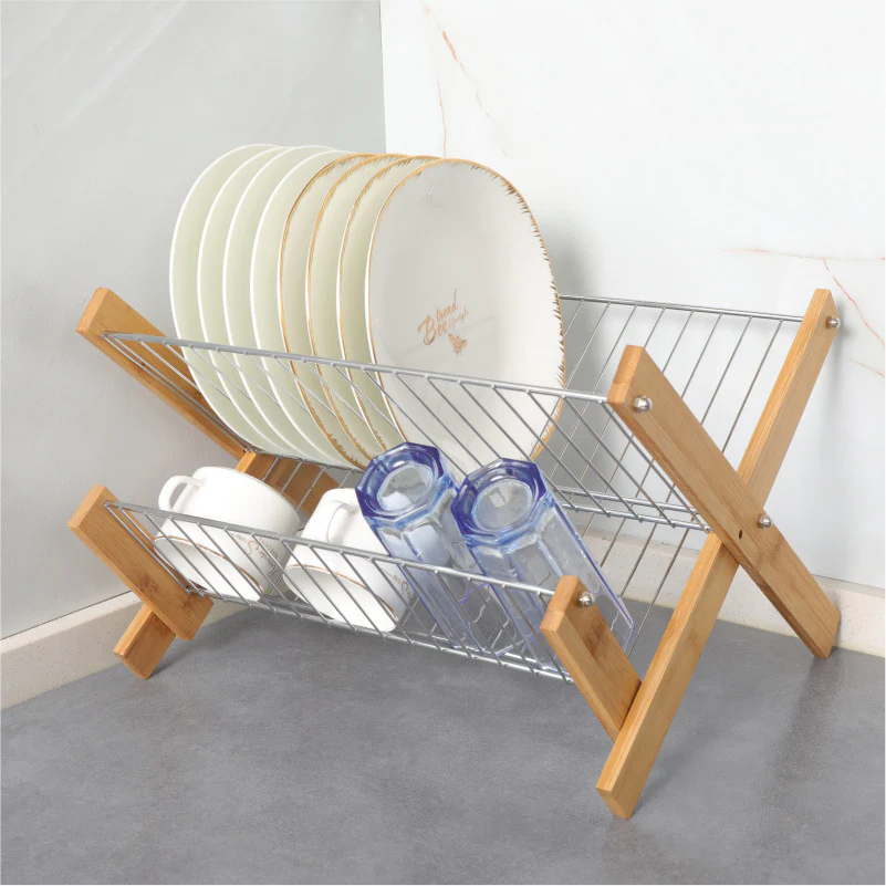 Eco-Friendly Bamboo & Metal Dish Drying Rack - Sustainable Kitchen Organizer - Image 14