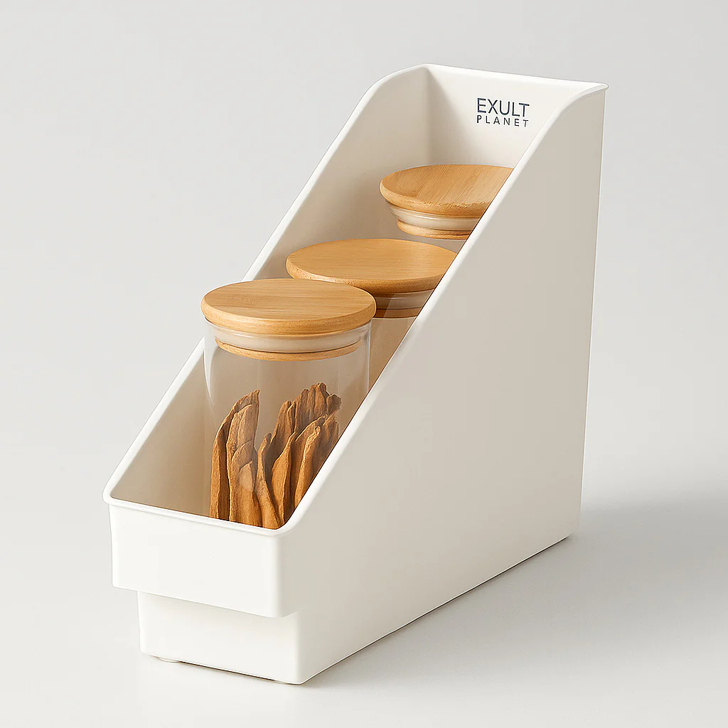 Eco-Friendly Rectangular Kitchen Organizer with Handles
