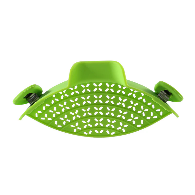 Eco-Friendly Clip-On Pot Strainer - Green Silicone Kitchen Tool - Image 23