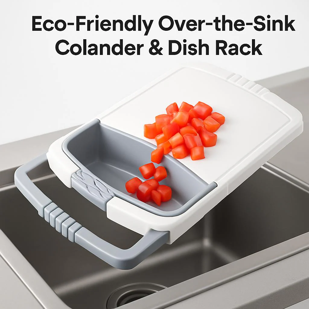 Eco-Friendly Over-the-Sink Colander & Dish Rack - Image 9