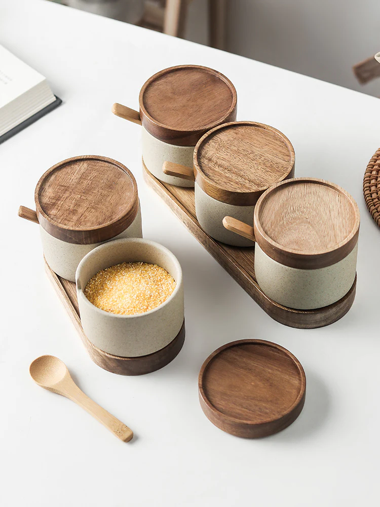 Eco-Friendly Spice Jars with Wooden Tray - Sustainable Kitchen Storage - Image 12