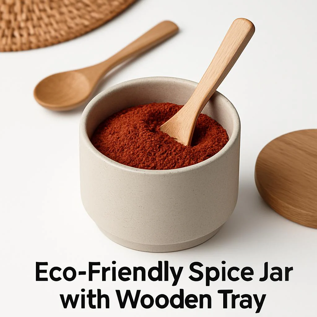 Eco-Friendly Spice Jars with Wooden Tray - Sustainable Kitchen Storage - Image 4