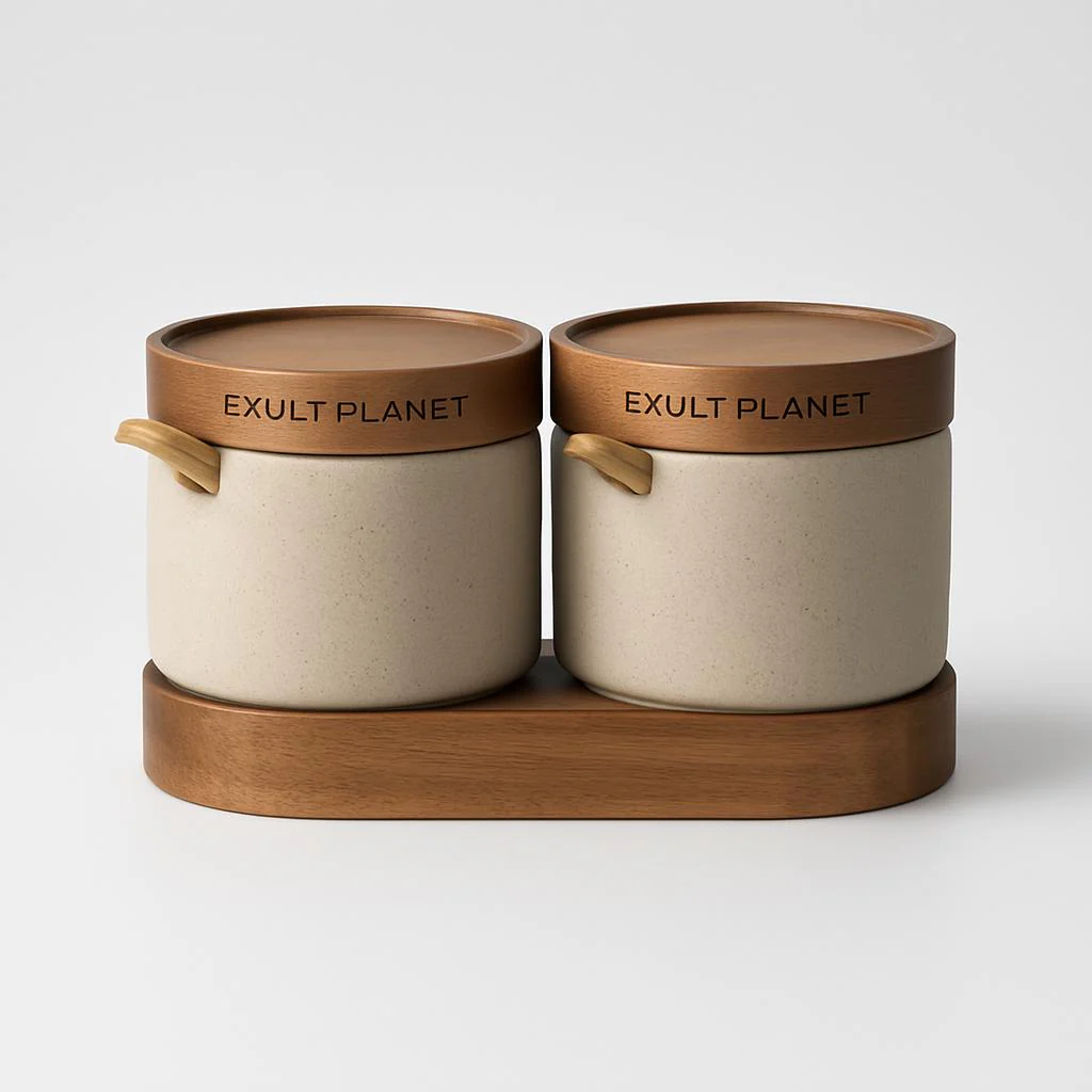 Eco-Friendly Spice Jars with Wooden Tray - Sustainable Kitchen Storage - Image 7
