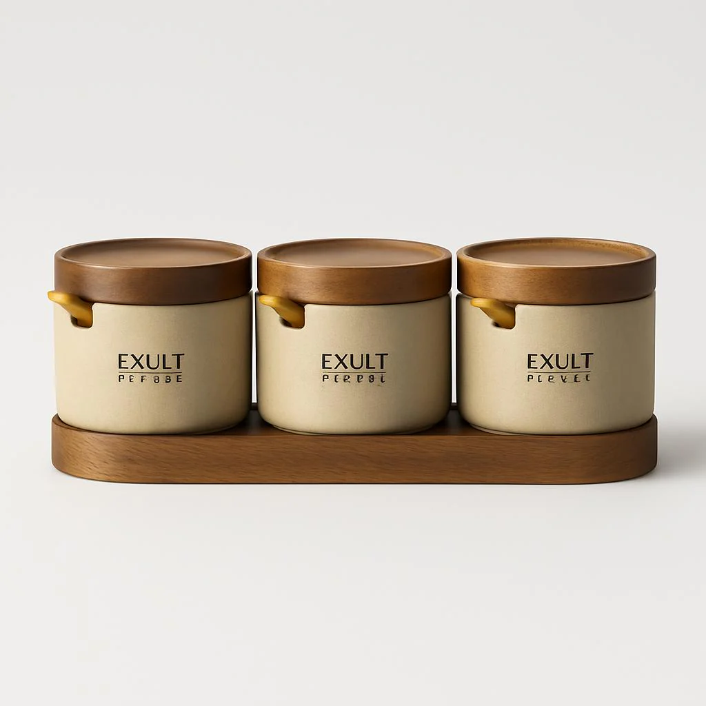 Eco-Friendly Spice Jars with Wooden Tray - Sustainable Kitchen Storage - Image 8