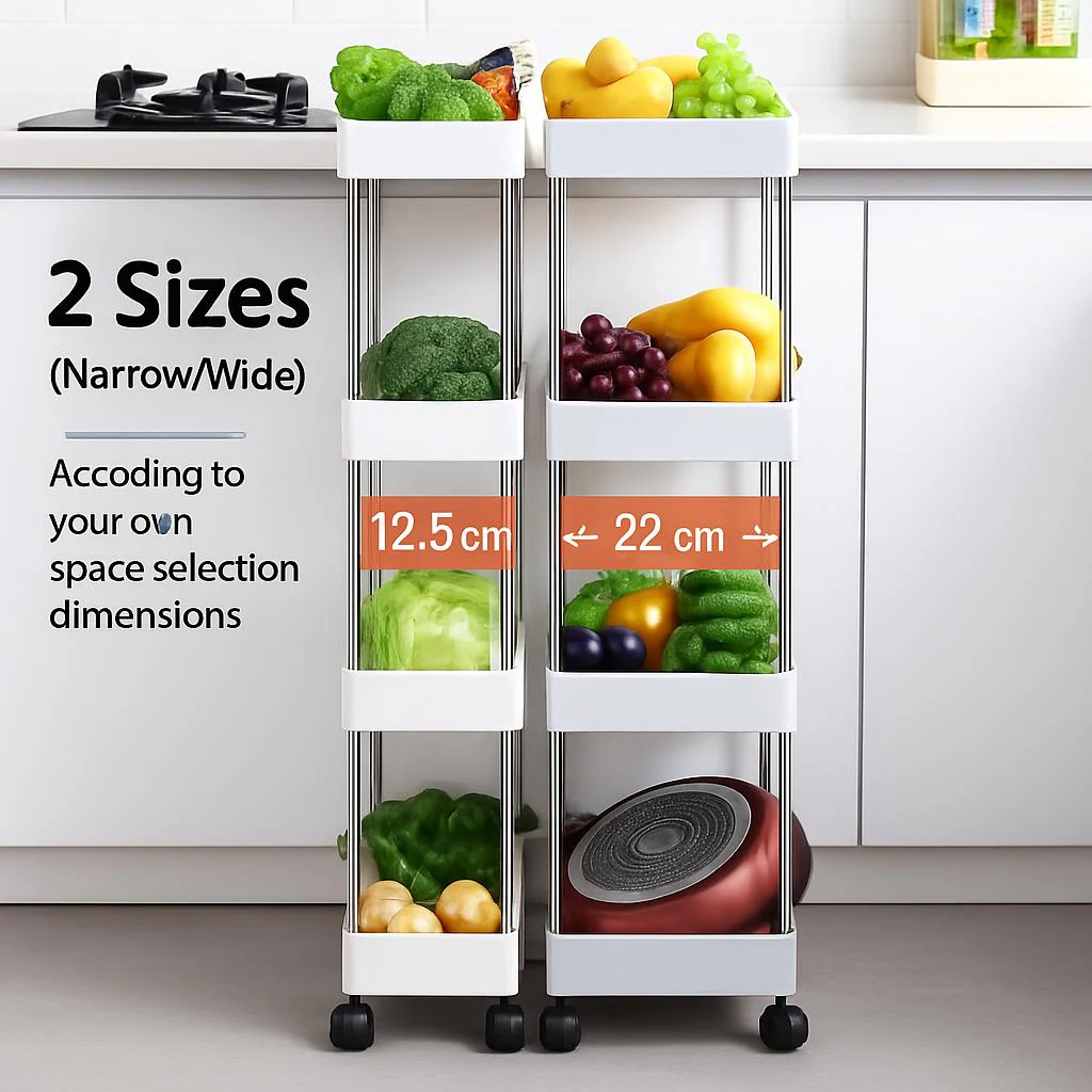 Space-Saving White Rolling Storage Cart - Image 4