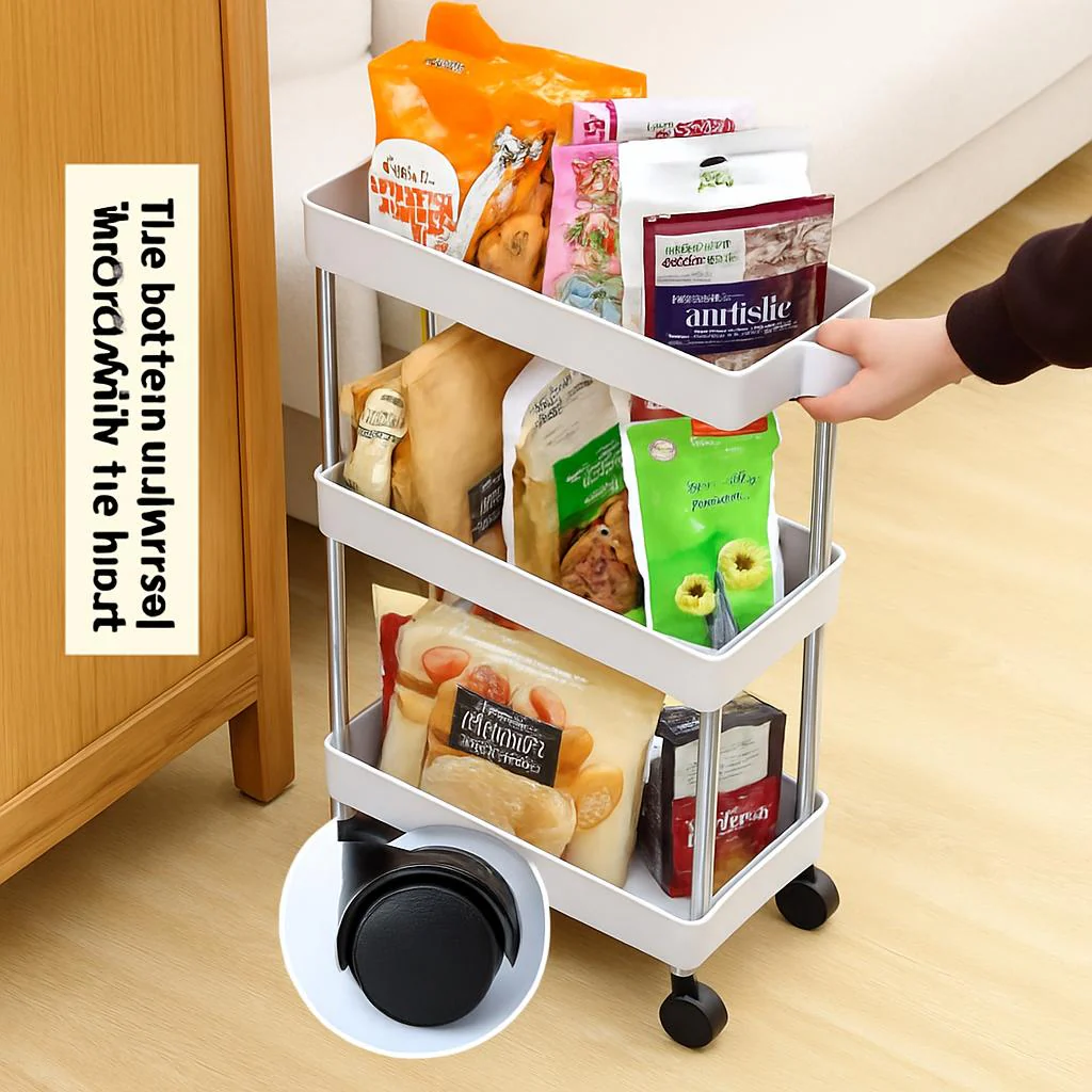 Space-Saving White Rolling Storage Cart - Image 5