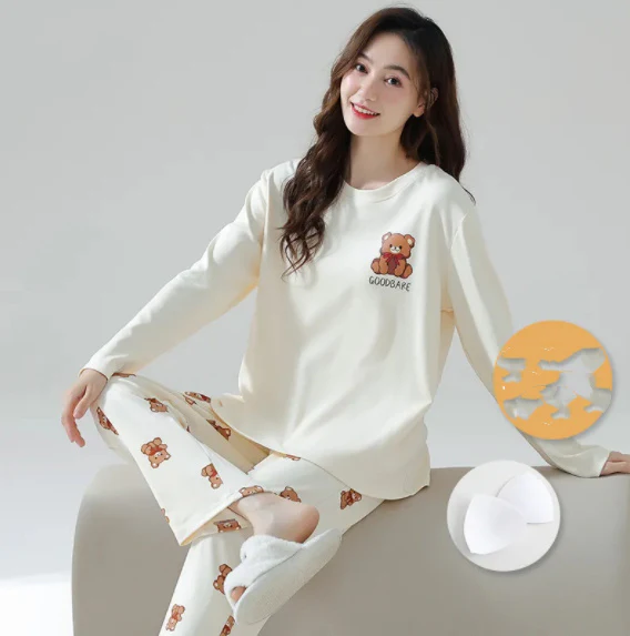 Eco-Friendly Ladies Pajama Set with Chest Pads - Image 10