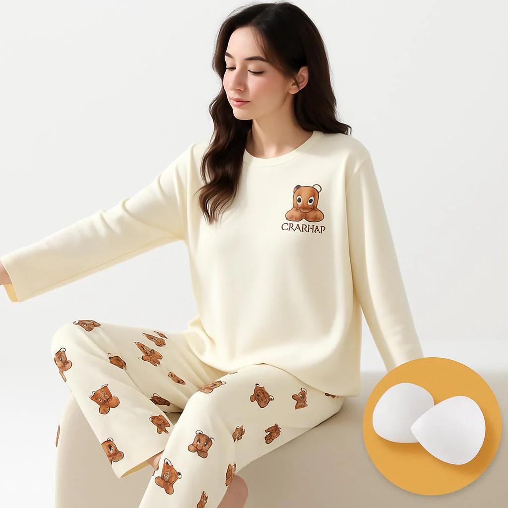 Eco-Friendly Ladies Pajama Set with Chest Pads - Image 2