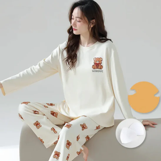Eco-Friendly Ladies Pajama Set with Chest Pads - Image 7