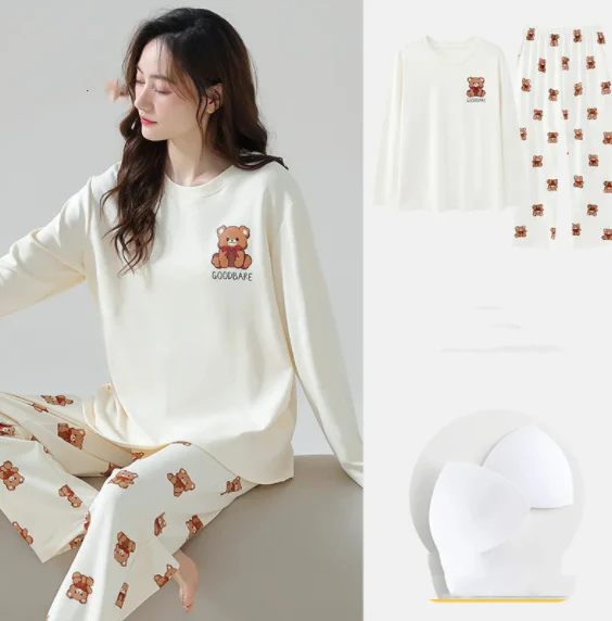 Eco-Friendly Ladies Pajama Set with Chest Pads - Image 8