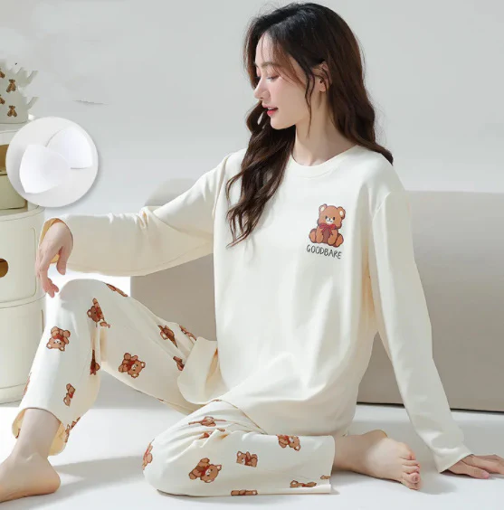 Eco-Friendly Ladies Pajama Set with Chest Pads - Image 9