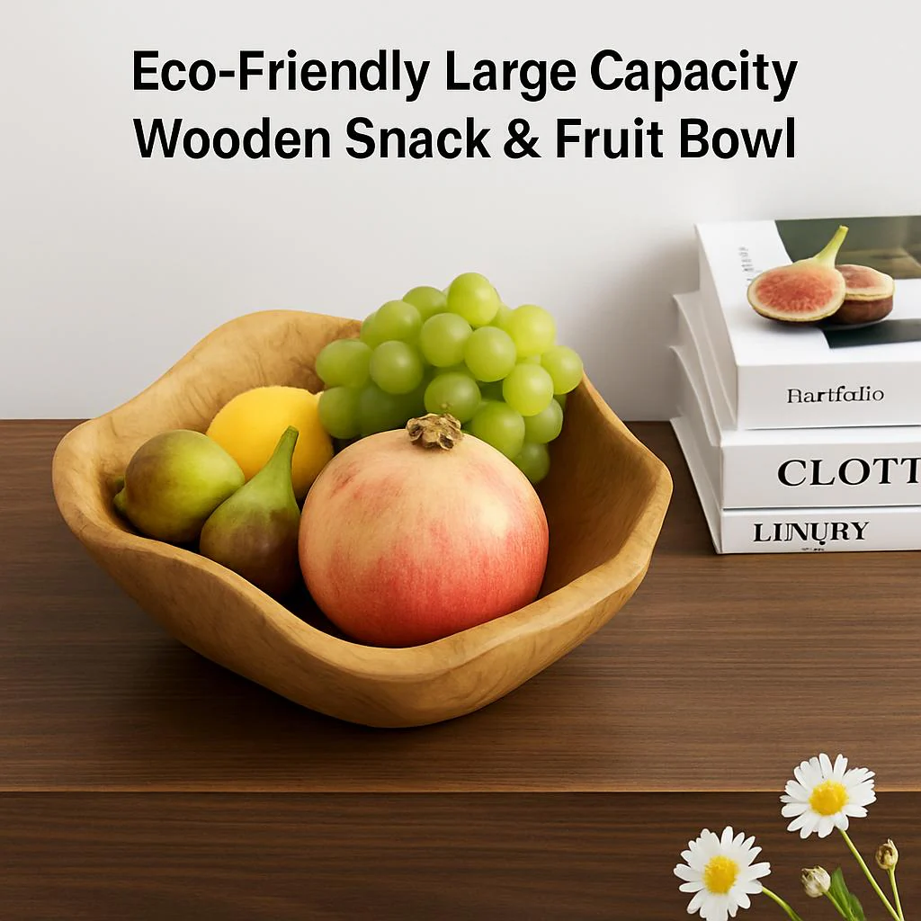Eco-Friendly Large Capacity Wooden Snack & Fruit Bowl - Image 8