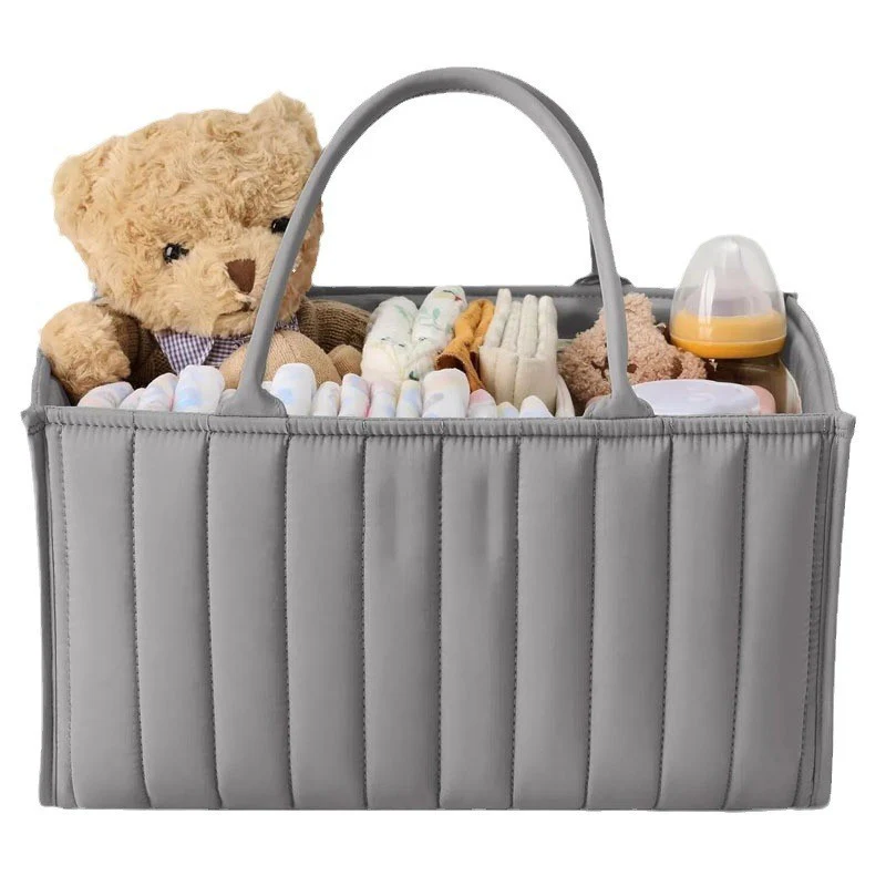 Large Capacity Baby Storage Basket – Foldable Nursery Organizer (Gray) - Image 5