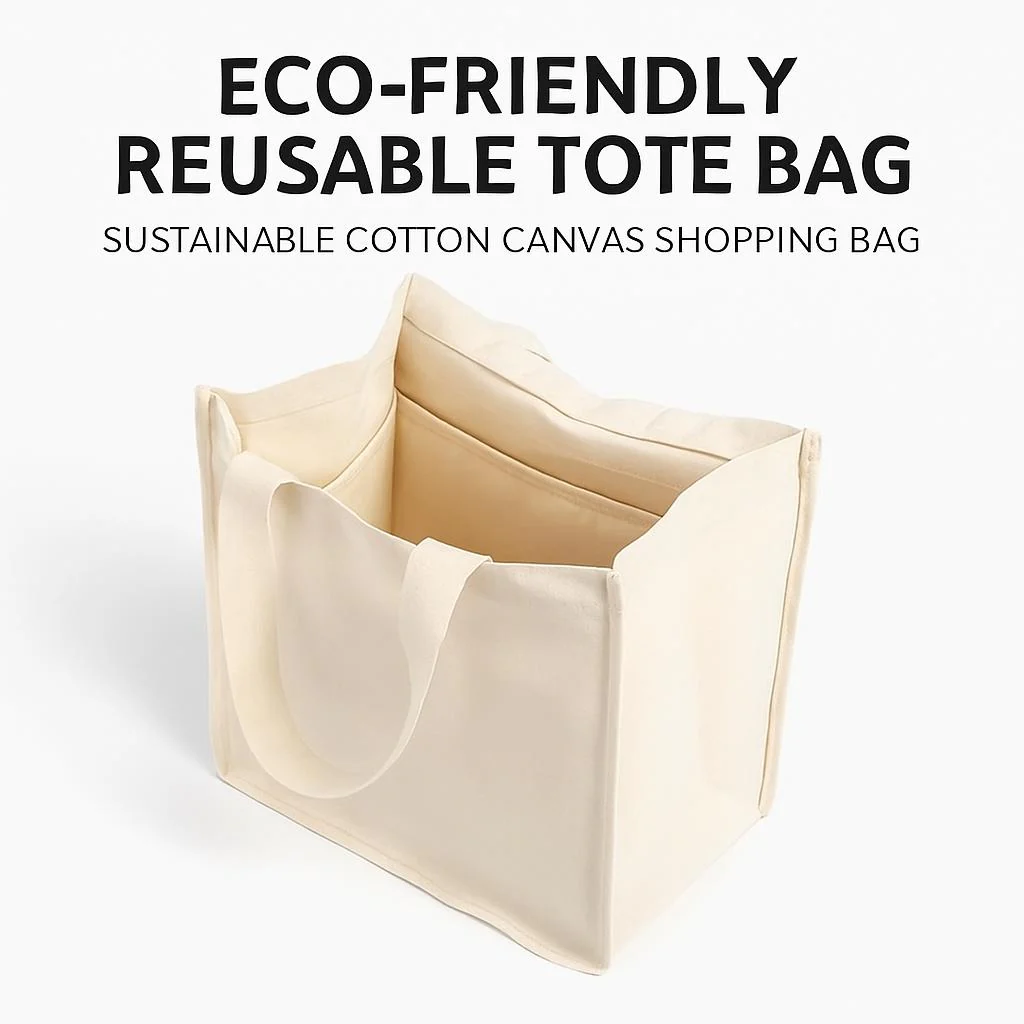 Eco-Friendly Reusable Tote Bag - Sustainable Cotton Canvas Shopping Bag - Image 2