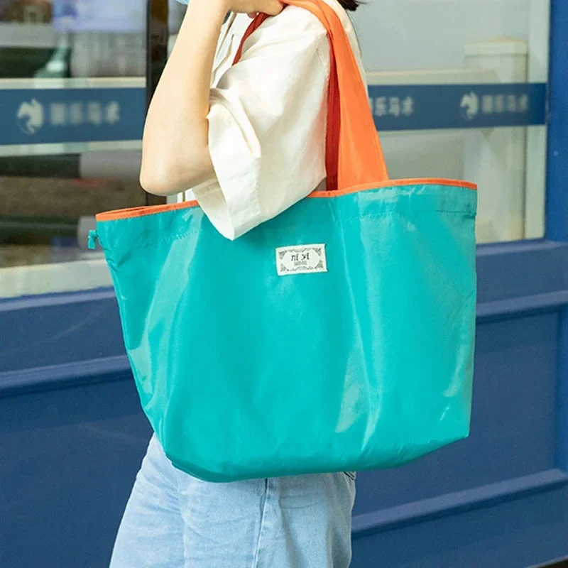 Eco-Friendly Turquoise Reusable Drawstring Tote Bag - Image 19