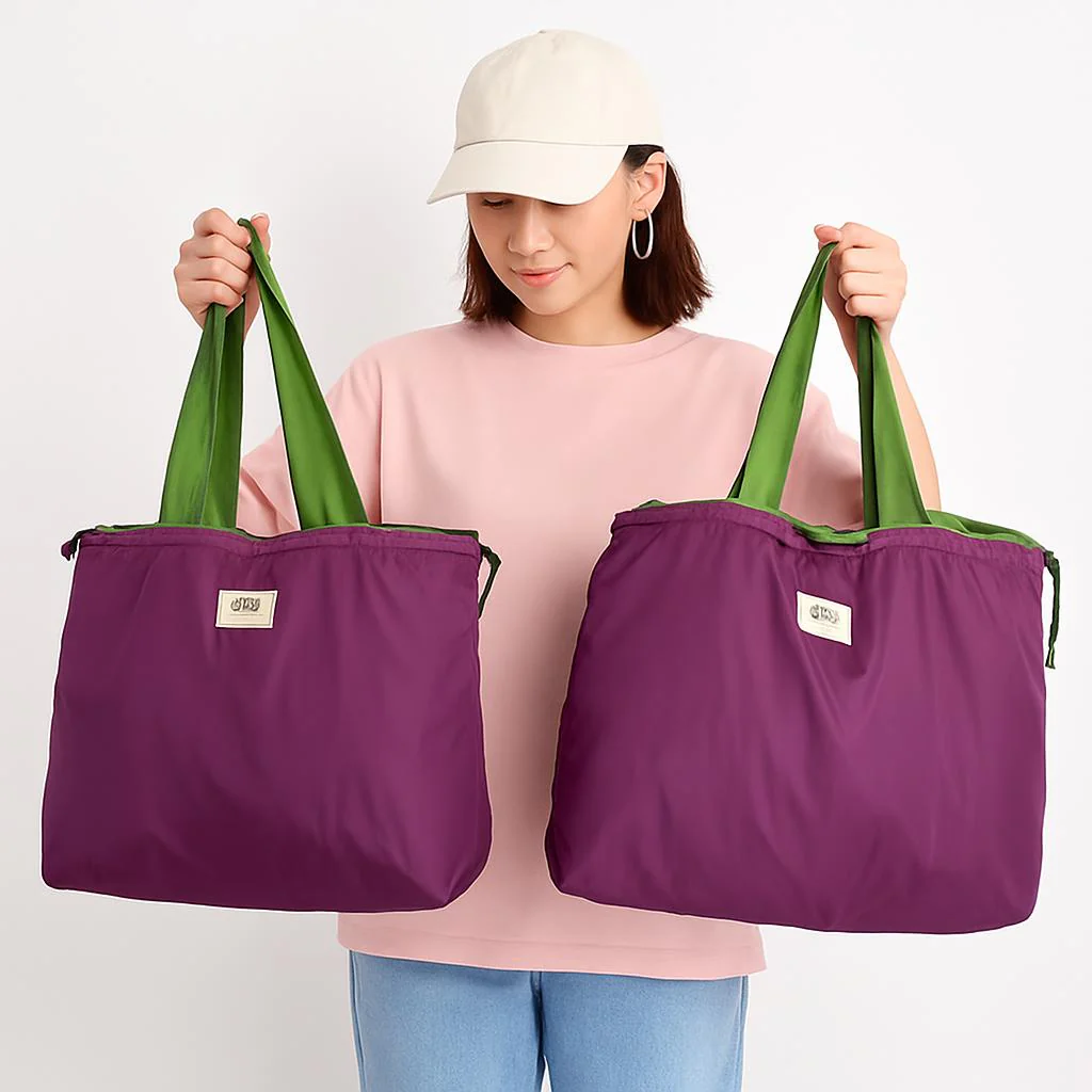 Eco-Friendly Turquoise Reusable Drawstring Tote Bag - Image 5