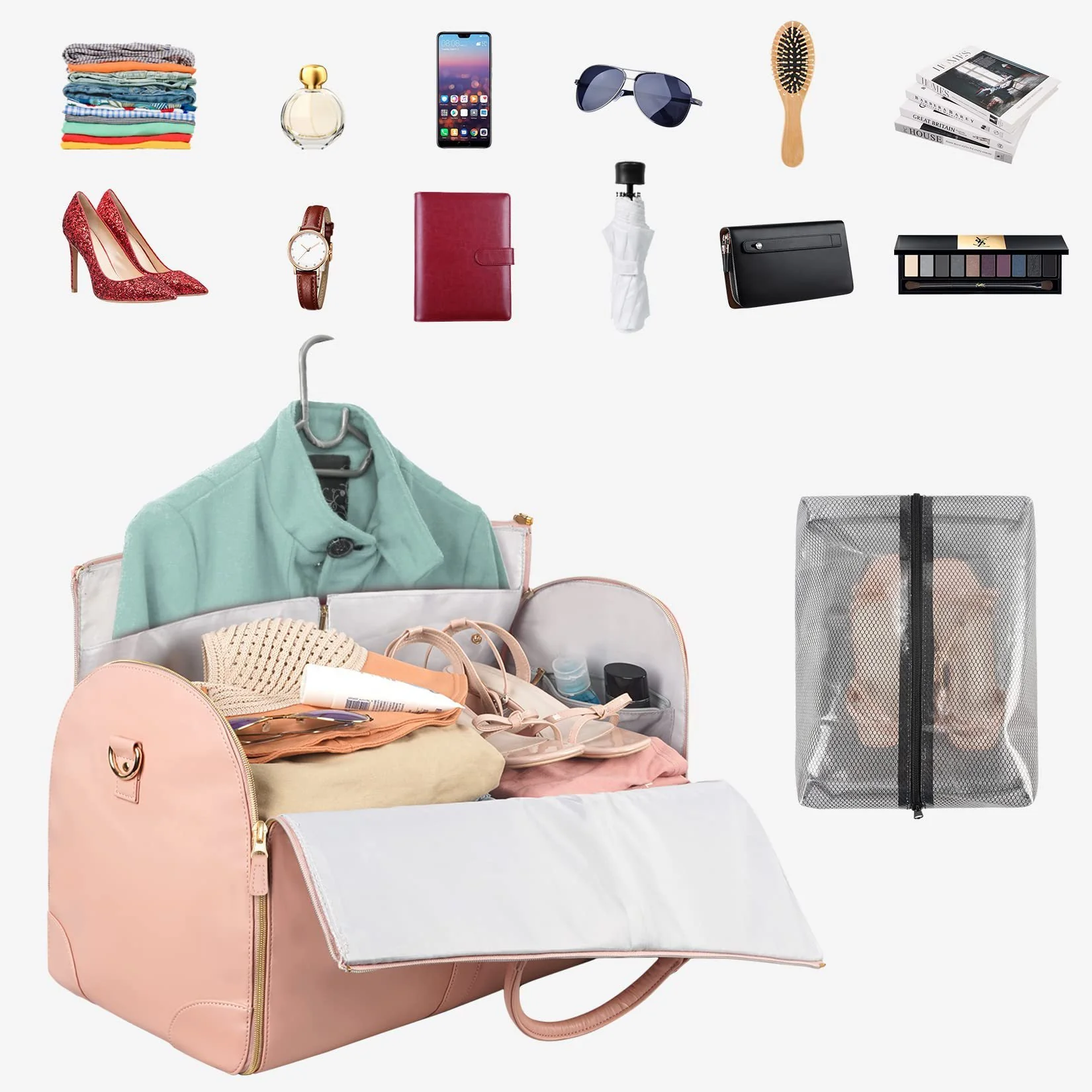 Eco-Friendly Light Pink Travel Duffel Bag - Image 22