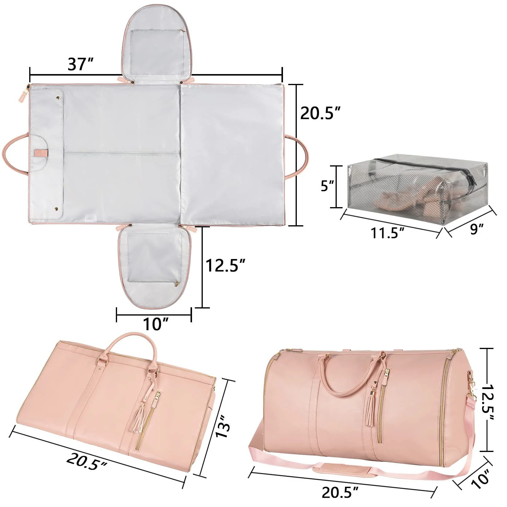 Eco-Friendly Light Pink Travel Duffel Bag - Image 23