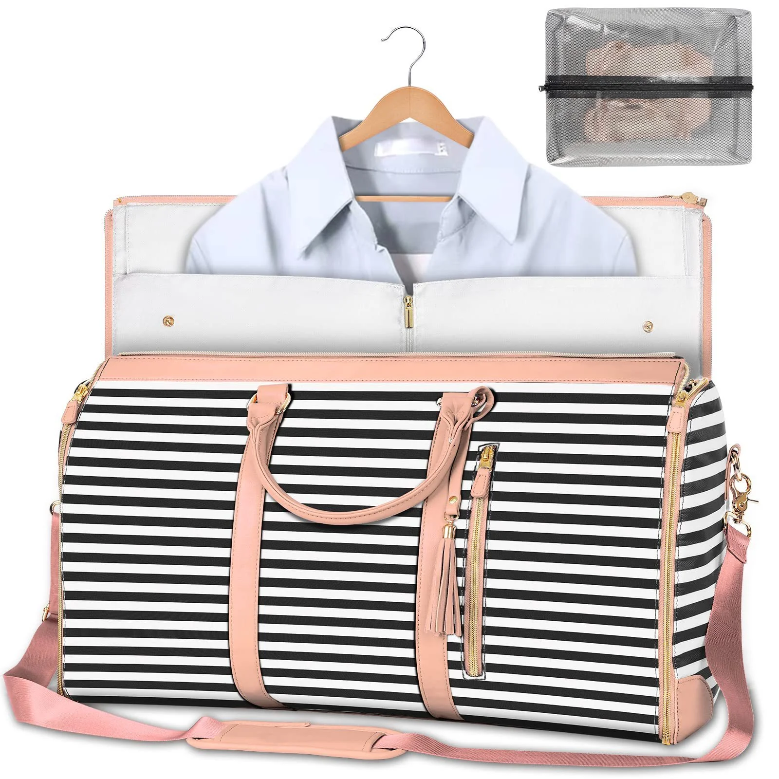 Eco-Friendly Light Pink Travel Duffel Bag - Image 27