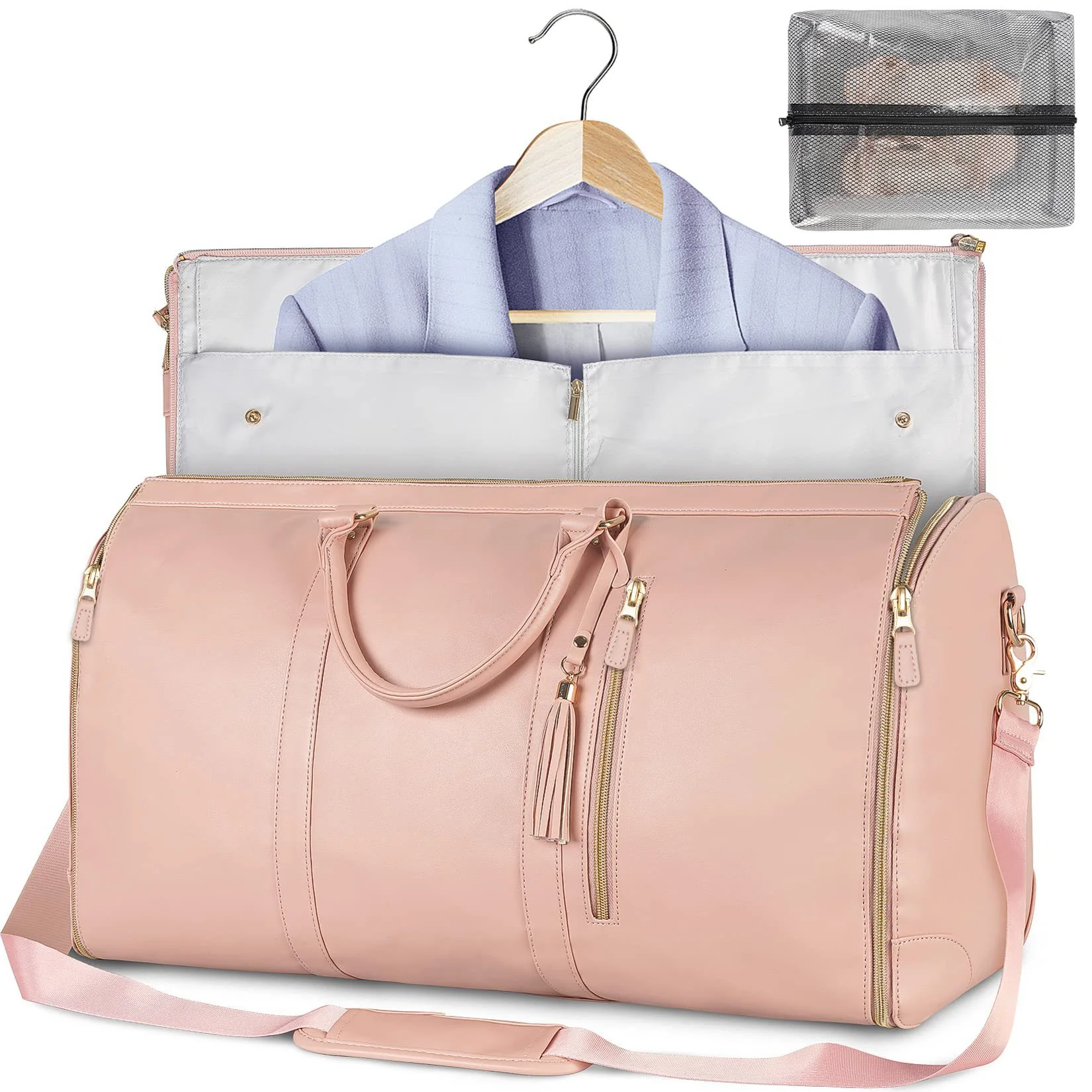 Eco-Friendly Light Pink Travel Duffel Bag - Image 32