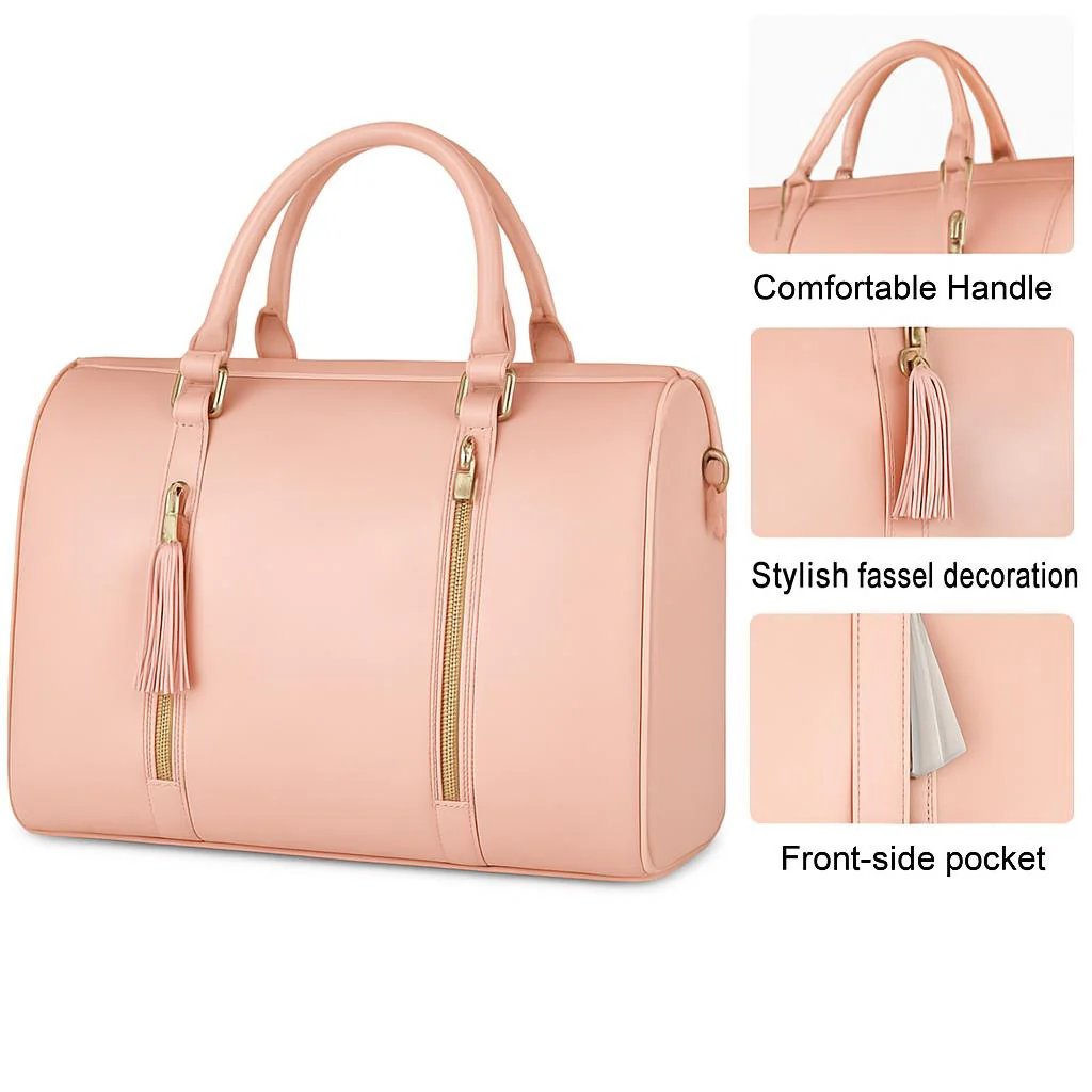 Eco-Friendly Light Pink Travel Duffel Bag - Image 6