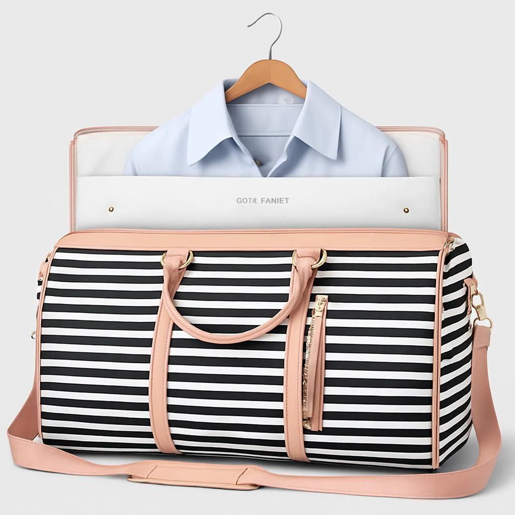 Eco-Friendly Light Pink Travel Duffel Bag - Image 9