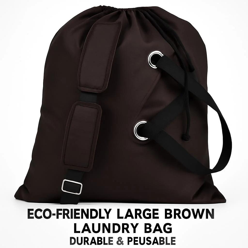 Eco-Friendly Large Dark Brown Laundry Bag - Durable & Reusable - Image 6