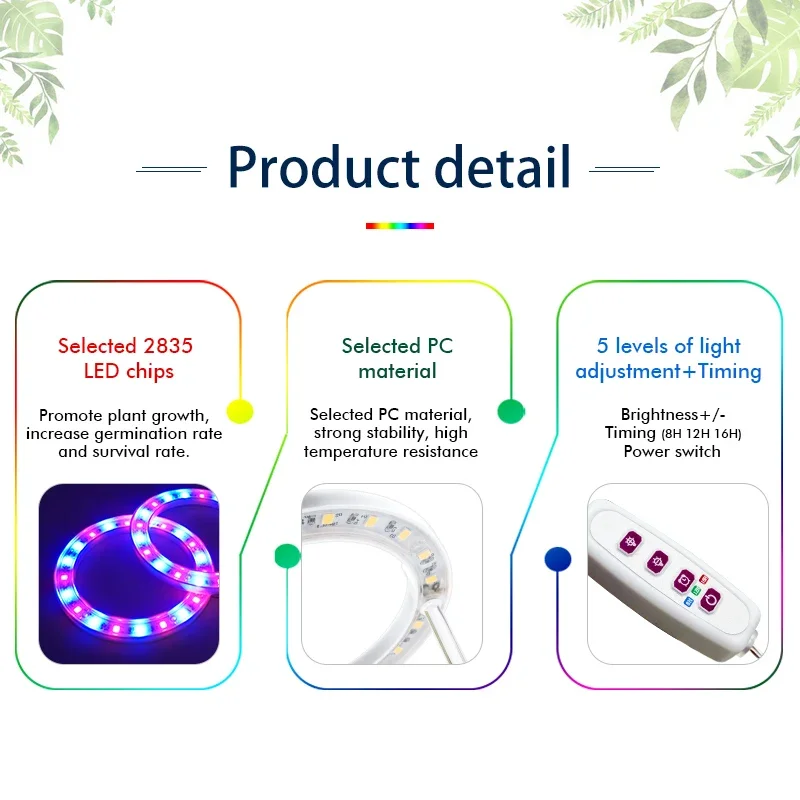 Led Angel Ring Grow Plant Light DC 5V USB Plug Phytolamp for Plants Full Spectrum Lamp For Indoor Seedlings Home Flower Succulet - Image 3