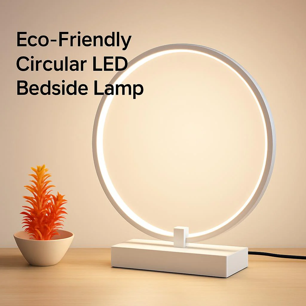 Eco-Friendly Circular LED Bedside Lamp - Image 3