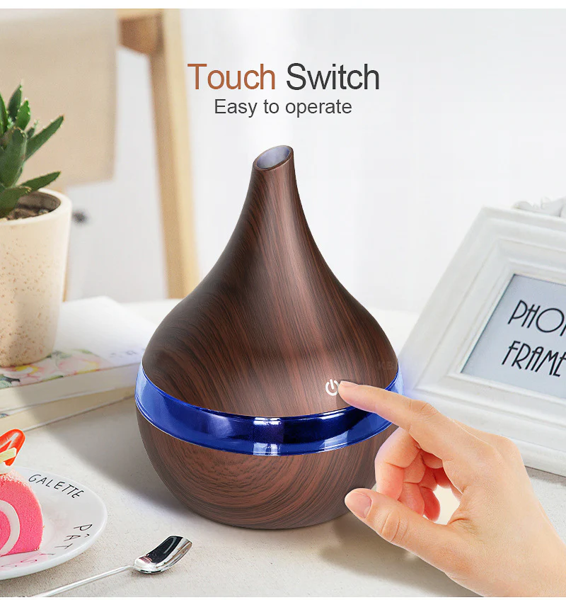 Ultrasonic Teardrop Essential Oil Diffuser with Wood Grain Finish - Image 10