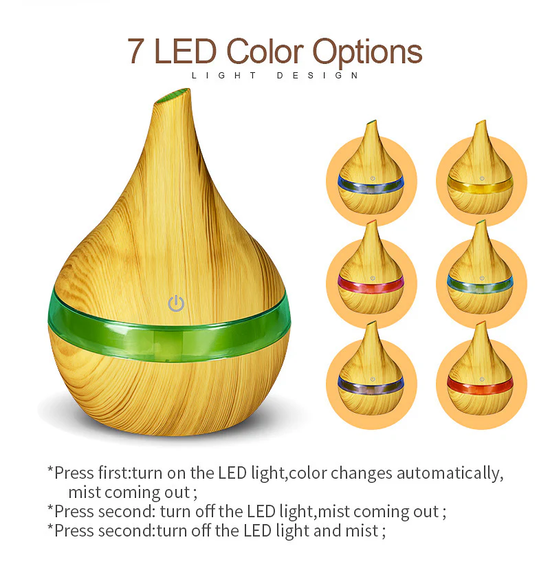 Ultrasonic Teardrop Essential Oil Diffuser with Wood Grain Finish - Image 18
