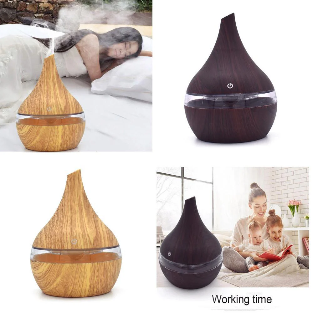 Ultrasonic Teardrop Essential Oil Diffuser with Wood Grain Finish - Image 19