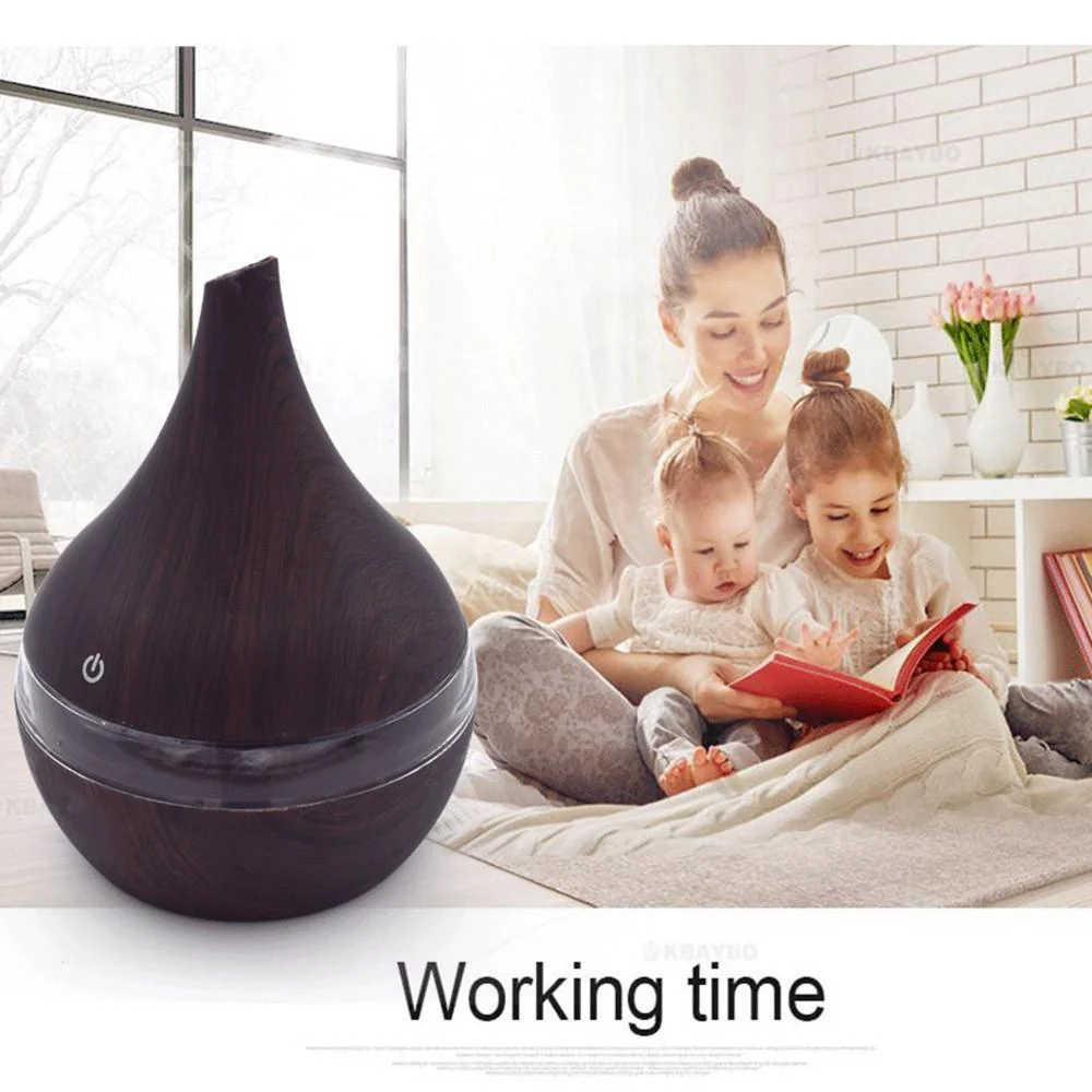 Ultrasonic Teardrop Essential Oil Diffuser with Wood Grain Finish - Image 21