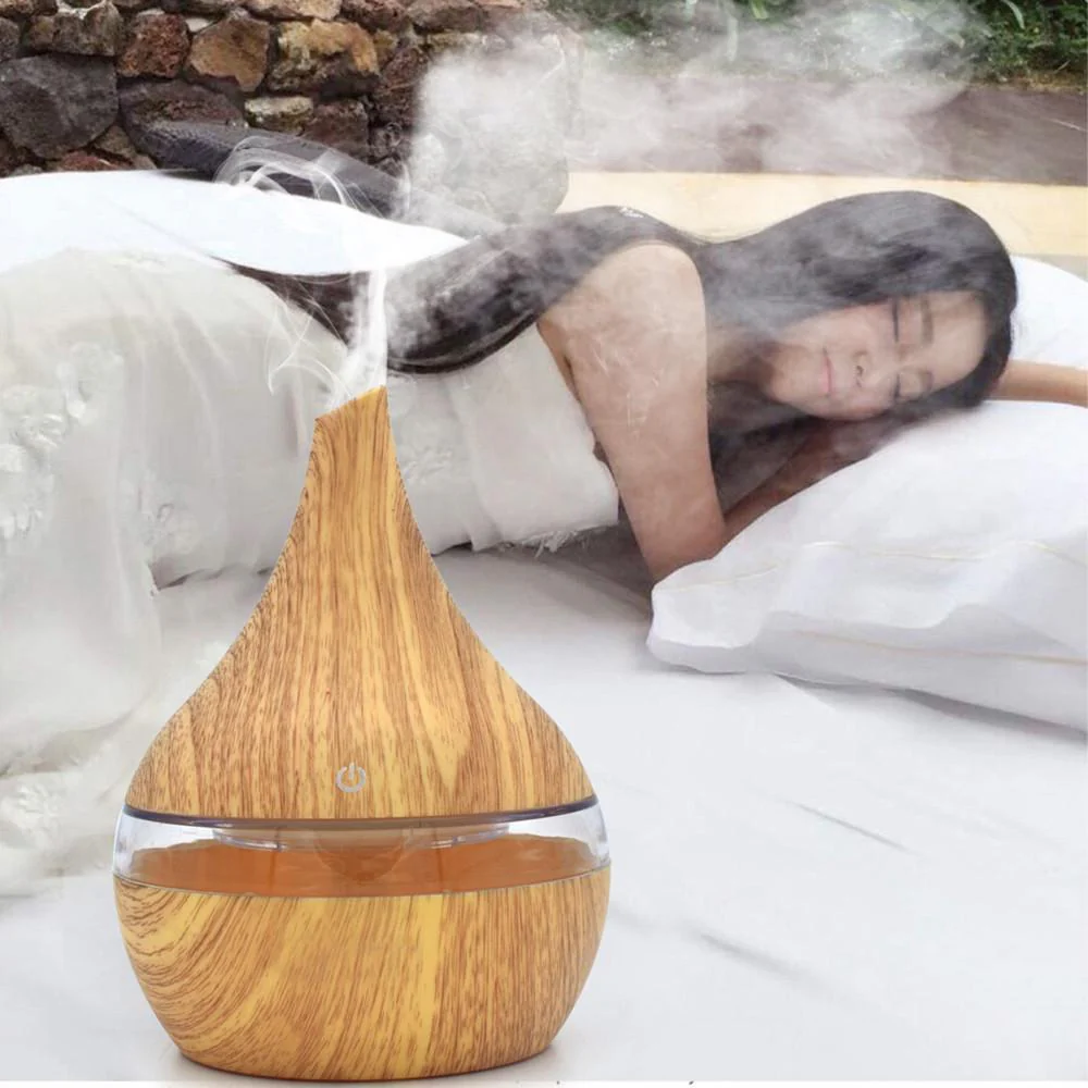 Ultrasonic Teardrop Essential Oil Diffuser with Wood Grain Finish - Image 22