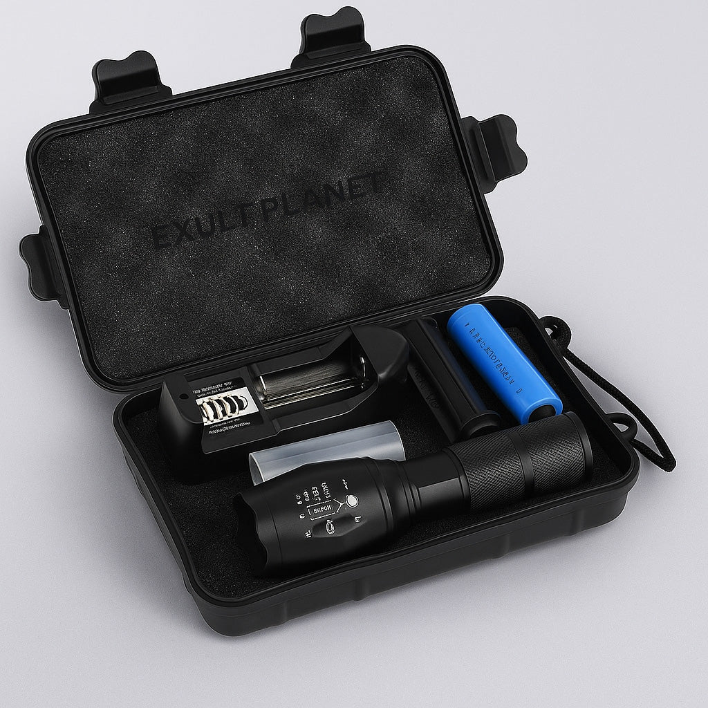 Tactical 5000 Lumens Rechargeable LED Zoom Flashlight - Image 10