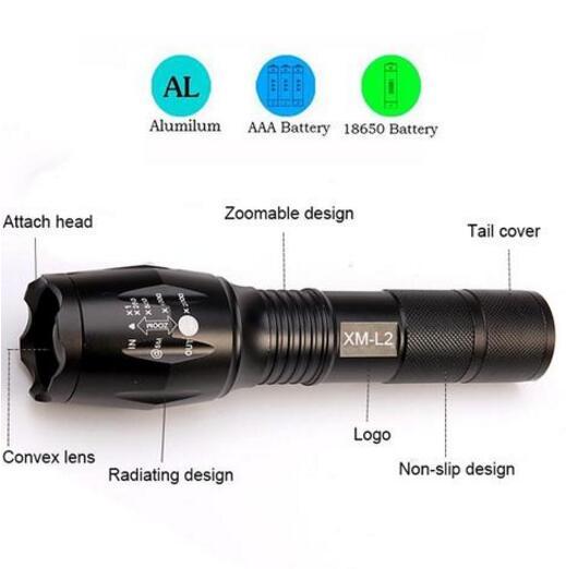 Tactical 5000 Lumens Rechargeable LED Zoom Flashlight - Image 11