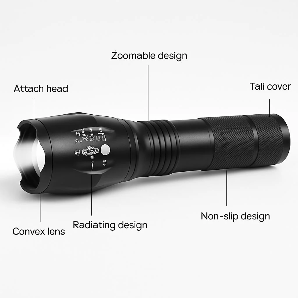 Tactical 5000 Lumens Rechargeable LED Zoom Flashlight - Image 2