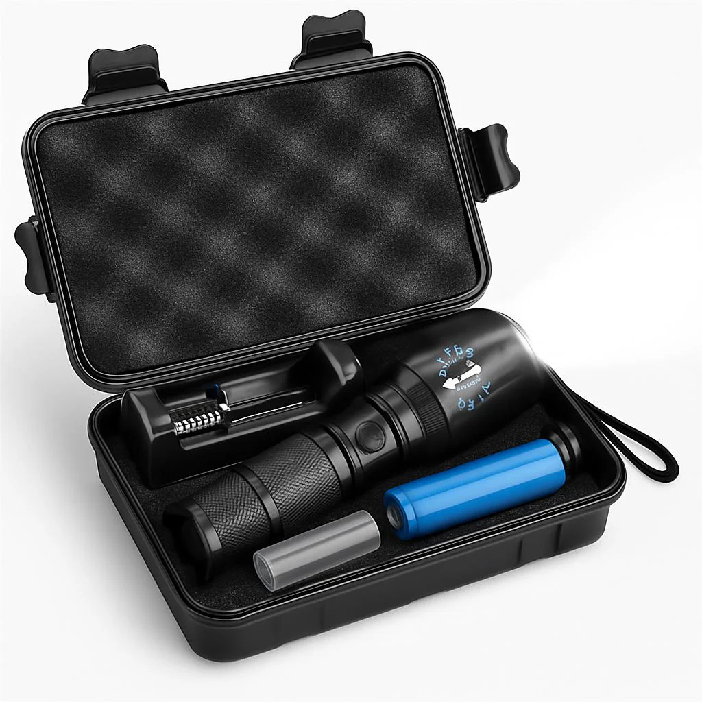 Tactical 5000 Lumens Rechargeable LED Zoom Flashlight - Image 9