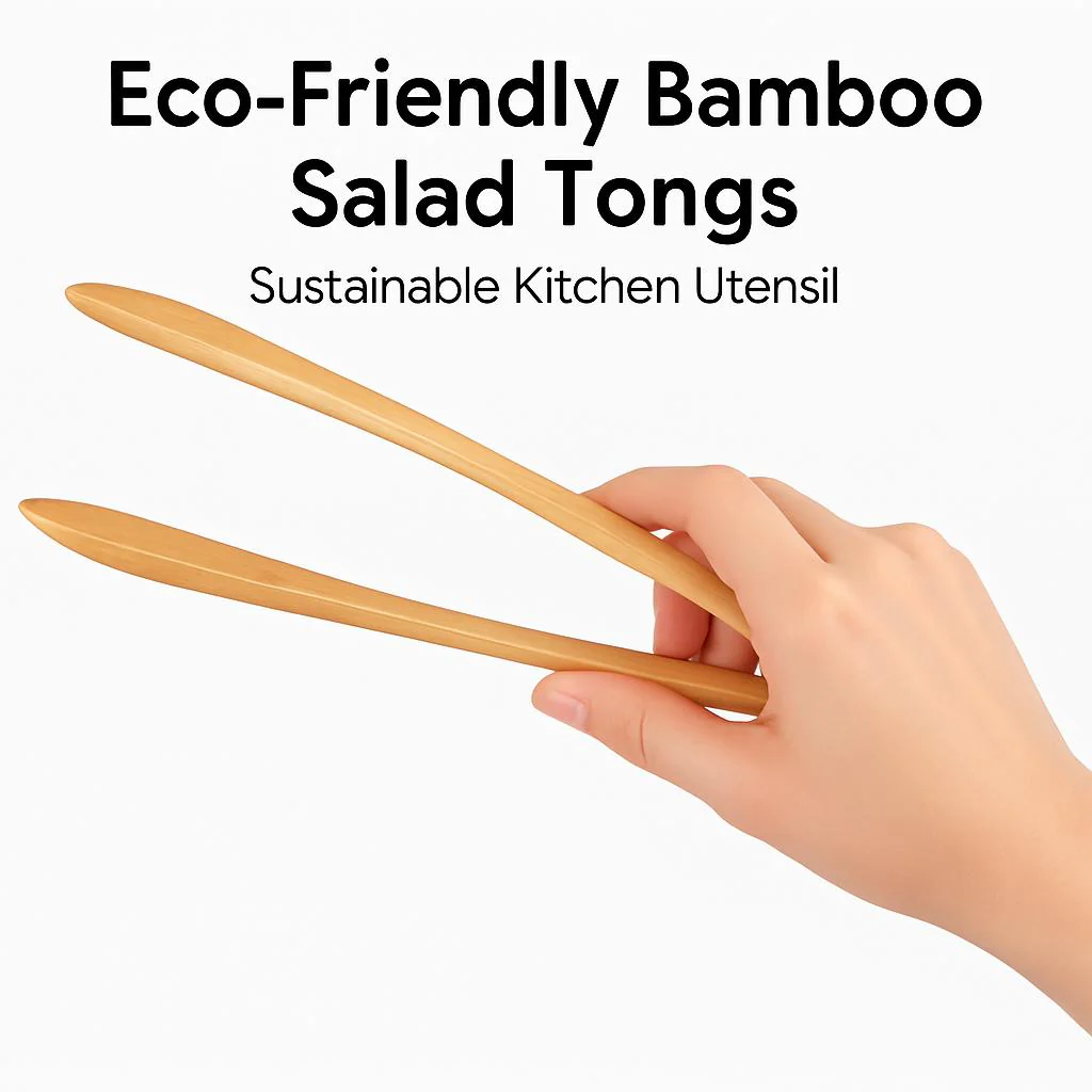 Eco-Friendly Bamboo Salad Tongs - Sustainable Kitchen Utensil - Image 4