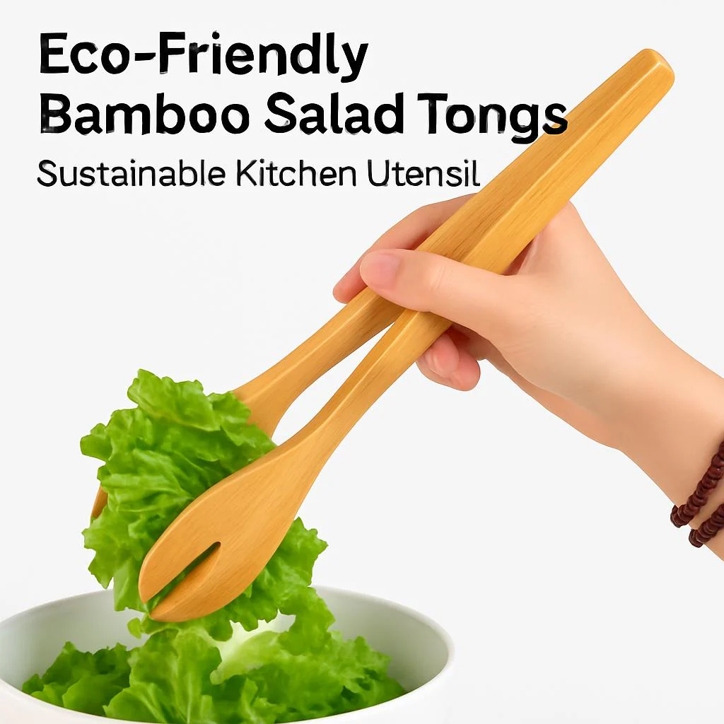 Eco-Friendly Bamboo Salad Tongs - Sustainable Kitchen Utensil - Image 5
