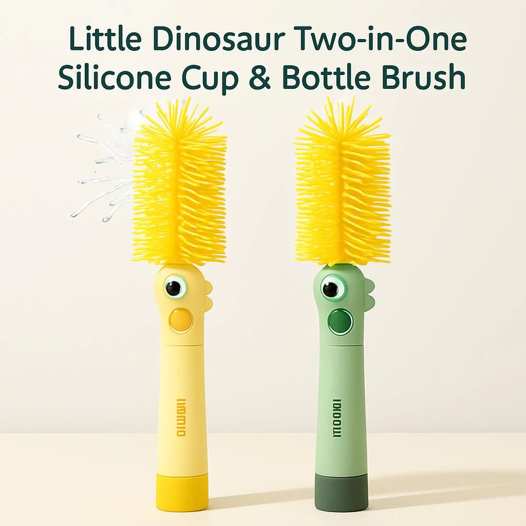 Little Dinosaur Two-in-One Silicone Cup & Bottle Brush - Image 3