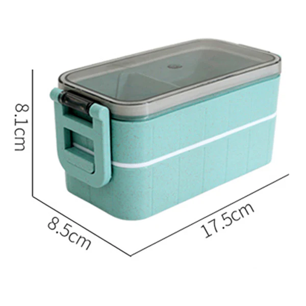 Eco-Friendly Bento Lunch Box Set - Light Blue, Stackable & Reusable - Image 16