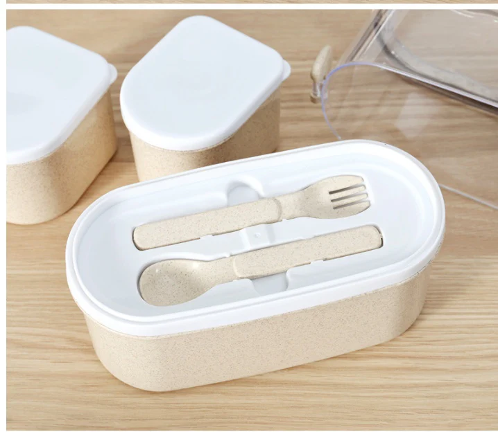 Eco-Friendly Bento Lunch Box Set - Light Blue, Stackable & Reusable - Image 18