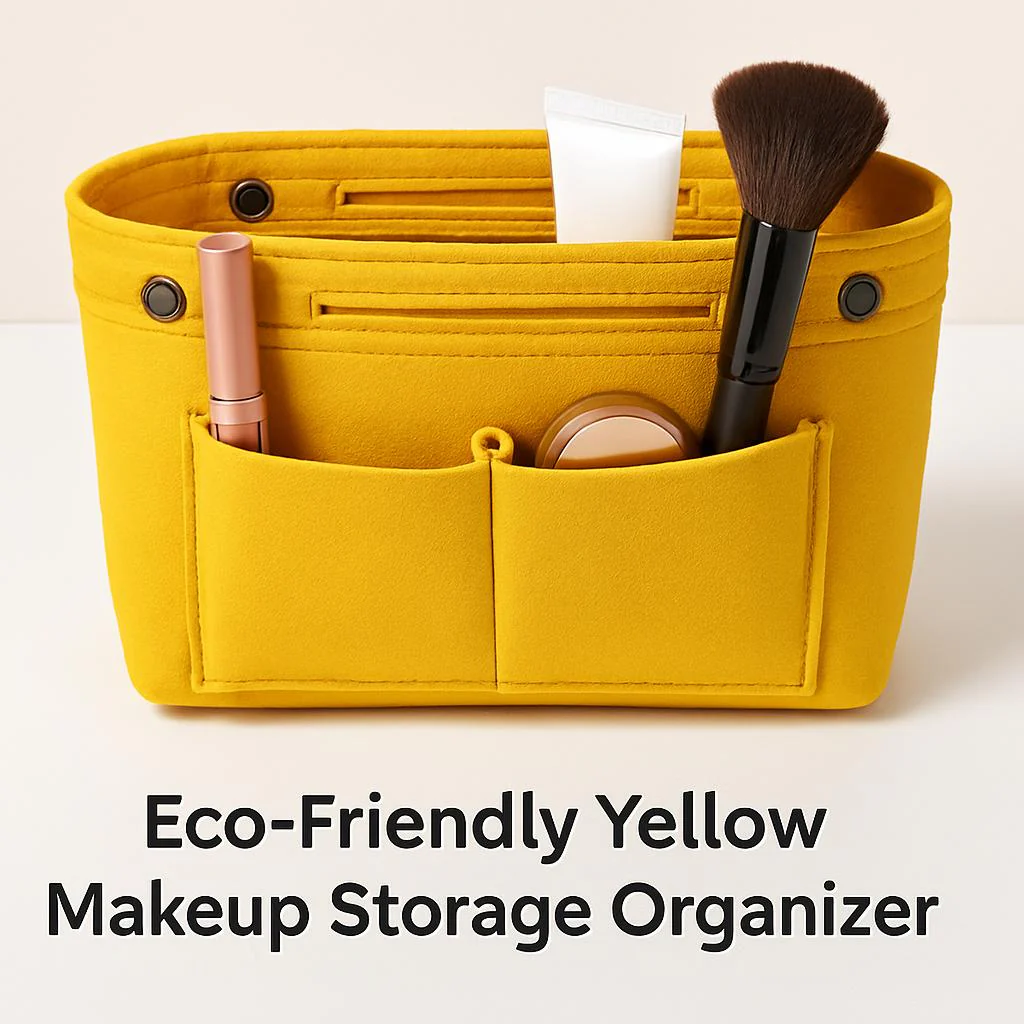 Eco-Friendly Yellow Makeup Storage Organizer - Image 2