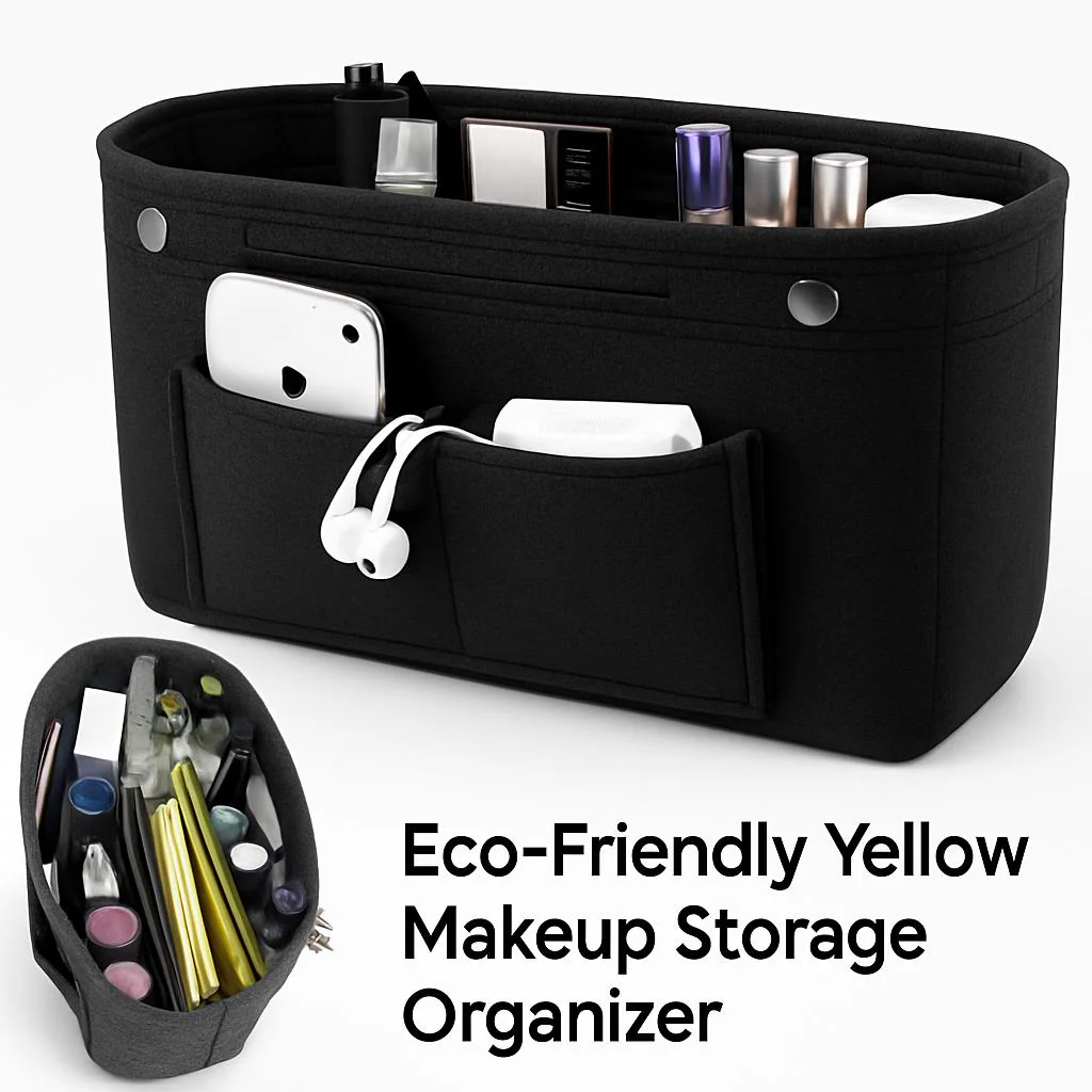 Eco-Friendly Yellow Makeup Storage Organizer - Image 5