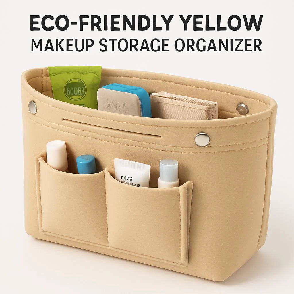 Eco-Friendly Yellow Makeup Storage Organizer - Image 6
