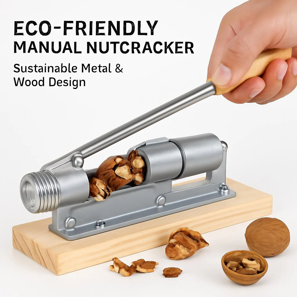 Eco-Friendly Manual Nutcracker - Sustainable Metal & Wood Design - Image 3