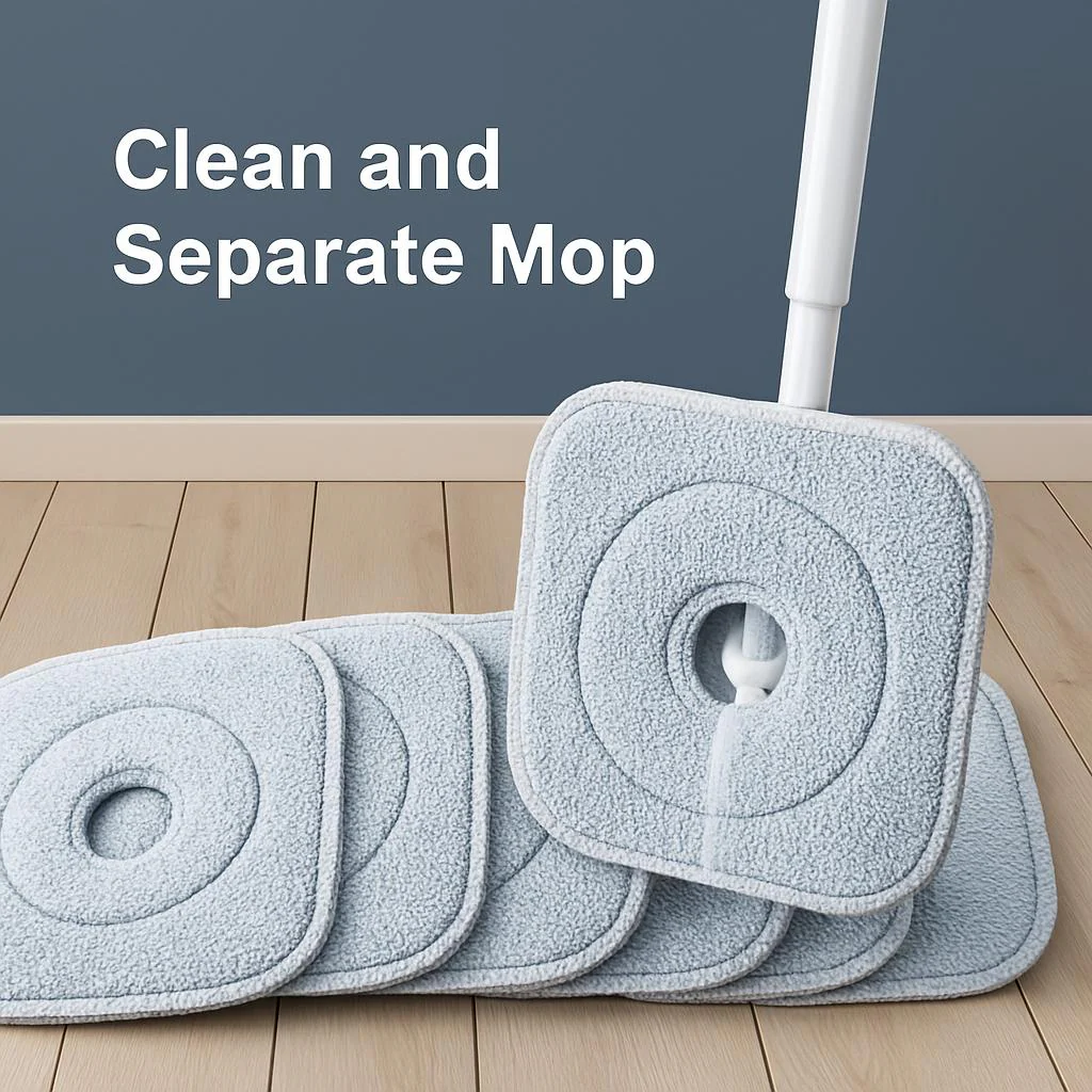 Reusable Gray Microfiber Mop Pads - Eco-Friendly Cleaning Solution - Image 2