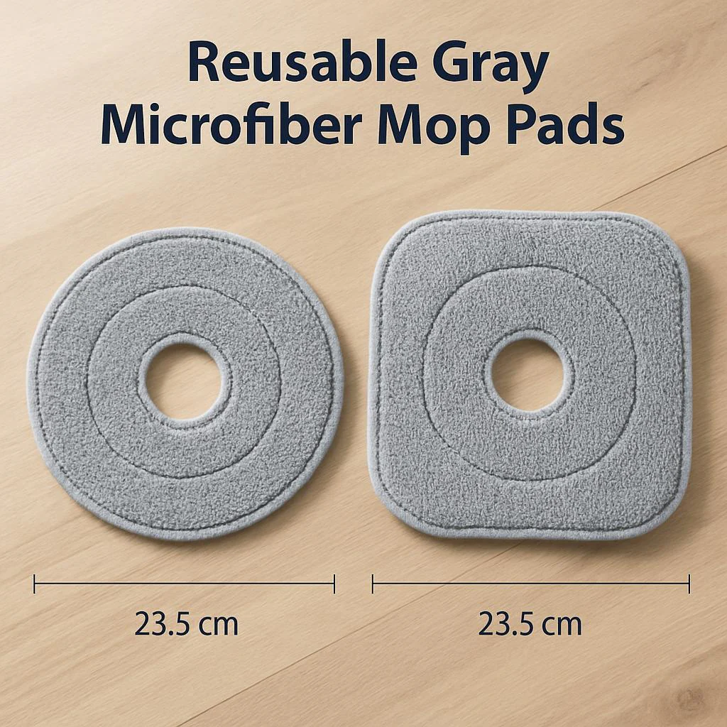 Reusable Gray Microfiber Mop Pads - Eco-Friendly Cleaning Solution - Image 4