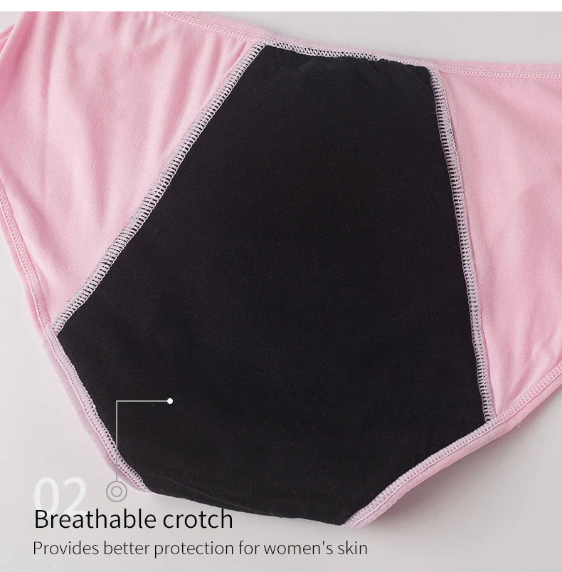 Eco-Friendly Reusable Period Underwear - Black & Pink Briefs (Pack of 3) - Image 14